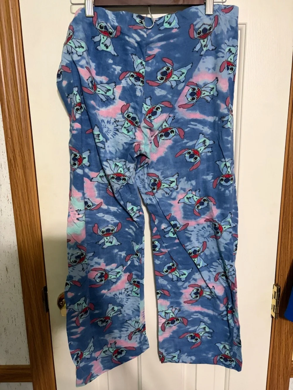 Disney Blue Pink Tie-Dye Stitch Fleece Pajama Pants - Picture 3 of 3